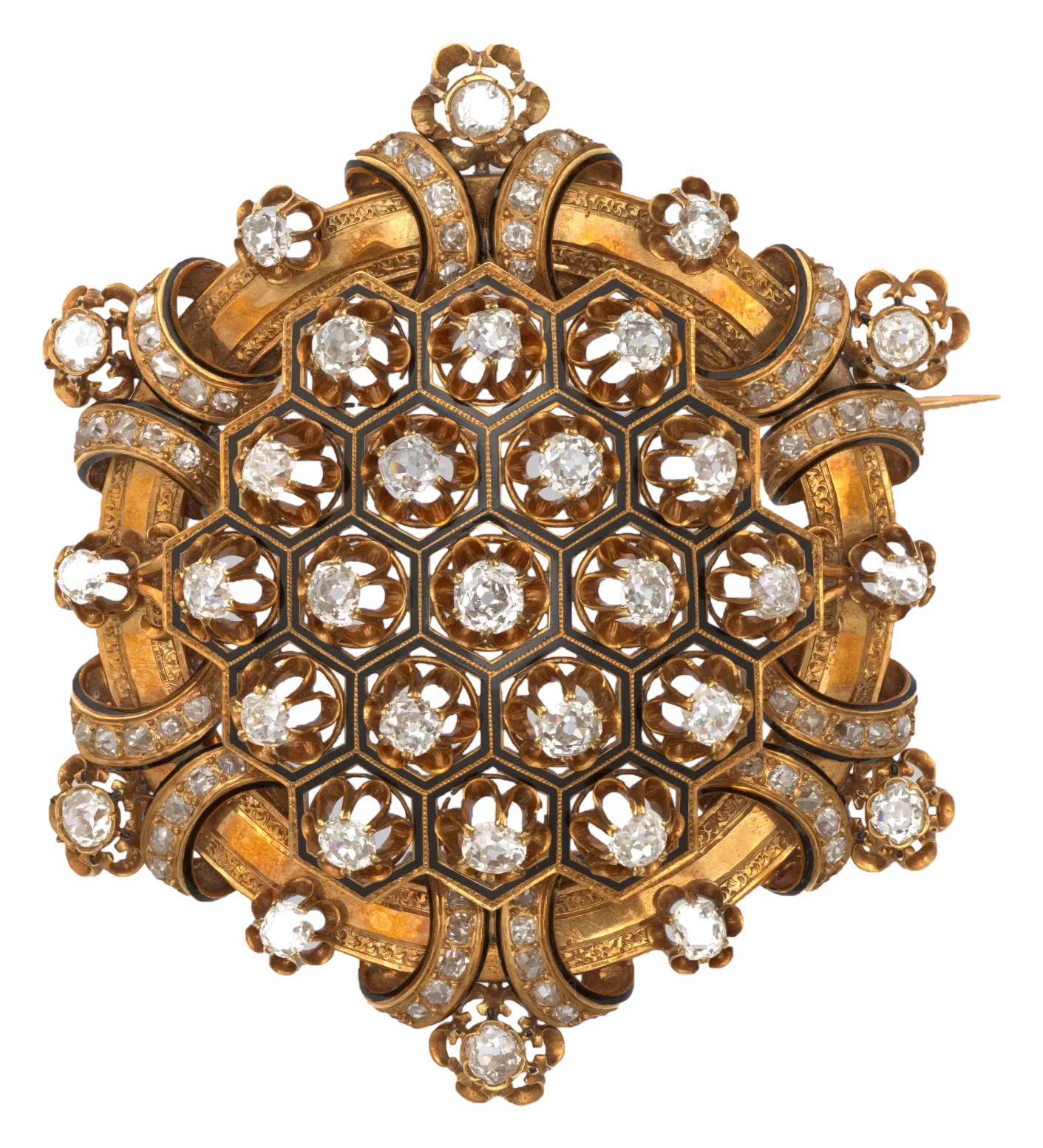 Broche ancienne en or sertie de diamants